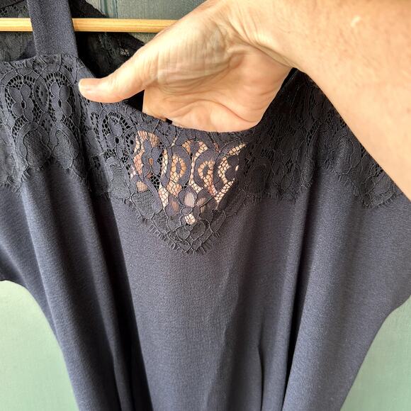 Allworthy Sz S Black Full Length Jumpsuit w/ Lace Bodice QVC Hunter McGrady - Picture 4 of 7